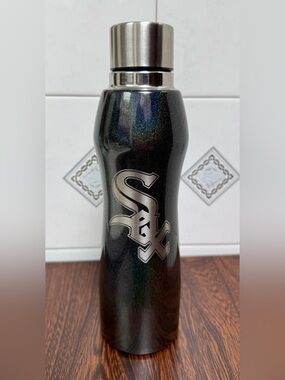 Chicago White Sox Charities Aluminum Water Bottle Silver Rainbow Sparkle MLB